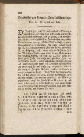 Die Epistel am siebenten Trinitatissonntage. Röm. 6, V. 19 bis ans Ende