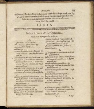 Index Rerum & Personarum