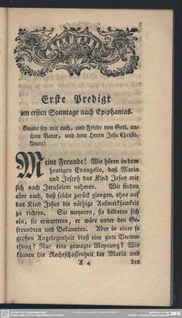 Erste Predigt am ersten Sonntage nach Epiphanias