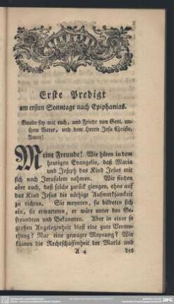 Erste Predigt am ersten Sonntage nach Epiphanias