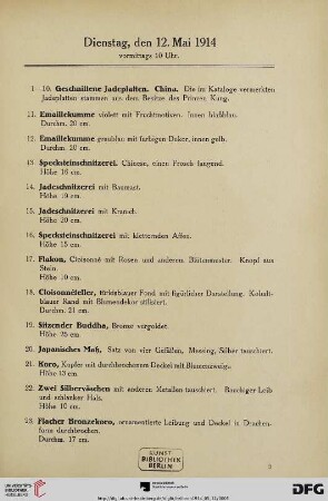 Dienstag, vormittags 10 Uhr (Nr. 1-180)