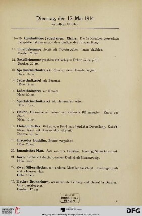 Dienstag, vormittags 10 Uhr (Nr. 1-180)