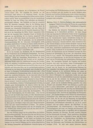 170-171 [Rezension] Matthes, Heinrich, Christus-Religion oder philosophische Religion