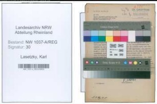 Entnazifizierung Karl Lasetzky , geb. 00.00.0000 (Wachtmeister)