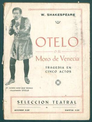 El eximio actor José Gómez encarnando Otelo - [Fotografía]