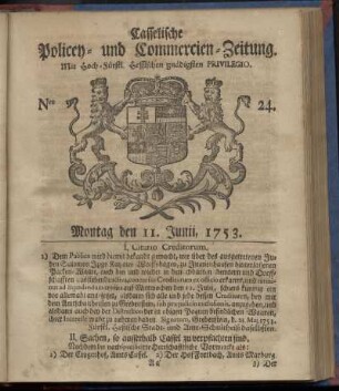 Nro. 24, Montag den 11. Junii 1753