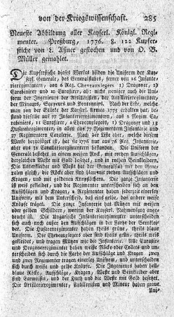 : Neueste Abbildung aller kayserl. königl. Regimenter.