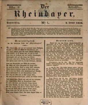 Der Rheinbayer. 1834