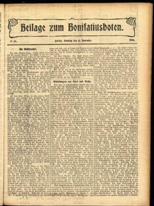 Zweite Ausgabe vom Sonntag, den 11. November 1906.