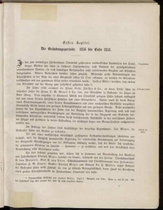 Erstes Kapitel. Die Gründungsperiode. 1856 bis Ende 1858