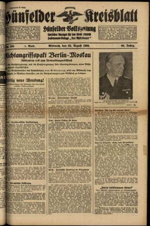 Erste Ausgabe vom Mittwoch, den 23. August 1939.