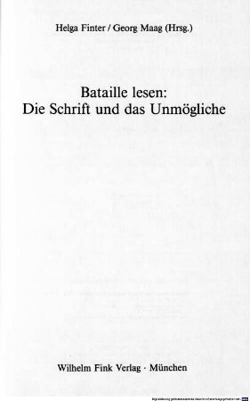 Bataille lesen: Die Schrift und das Unmögliche