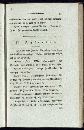 VI. Insecten.