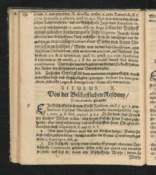 Titulus X. Von der Bischofflichen Residenz/ ... genandt.