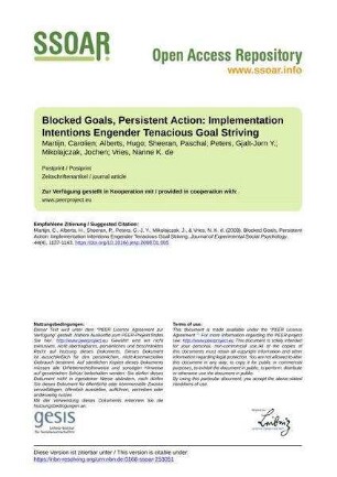 Blocked Goals, Persistent Action: Implementation Intentions Engender Tenacious Goal Striving