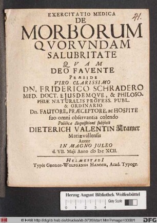 Exercitatio Medica De Morborum Qvorvndam Salubritate