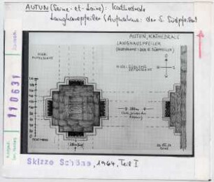 Autun: Kathedrale Saint-Lazare, Langhauspfeiler, Skizze Wolfgang Schöne 1964