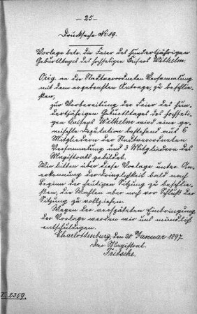 Drucksache 19, 20. Januar 1897