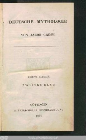 Bd. 2: Deutsche Mythologie
