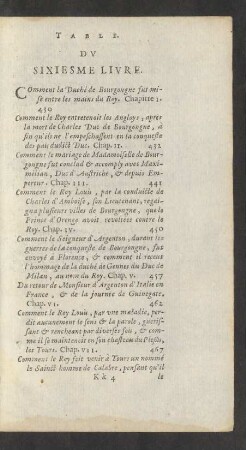 Du Sixiesme Livre.