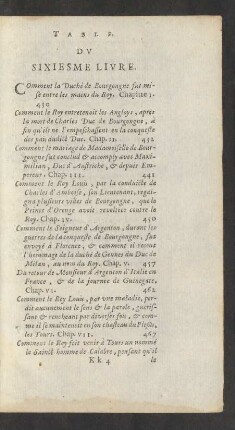 Du Sixiesme Livre.