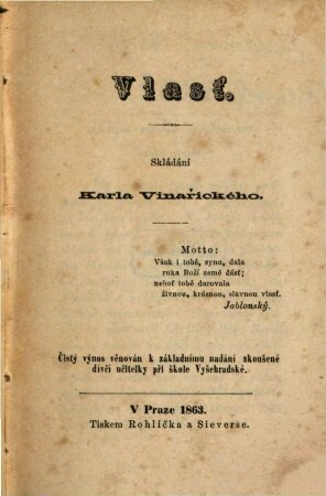 Vlast' : Karel Winařický, [d.i.] Karel [Alois] Vinarický. Skládání Karla Vinařického