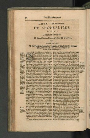 Liber Secundus. De Sponsalibus.