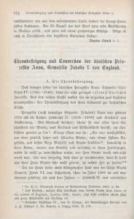 372-390 Thronbesteigung und Conversion der dänischen Prinzessin Anna, Gemahlin Jakobs I. von England