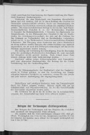 Belegen der Vorlesungen (Zahlungsweise)