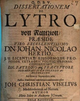 Dissertationem de lytro, von Rantzion