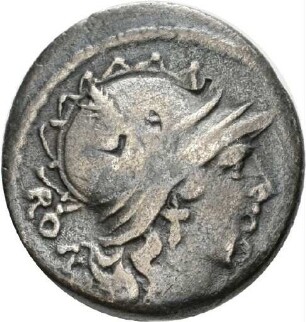 Denar des T. Carisius mit Darstellung eines Füllhorns