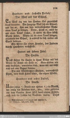 Hundert und siebente Fabel. Die Haasen