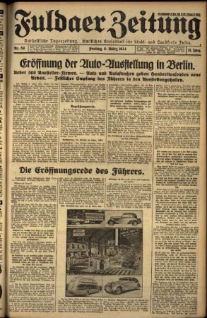 Erste Ausgabe vom Freitag, den 09. März 1934.