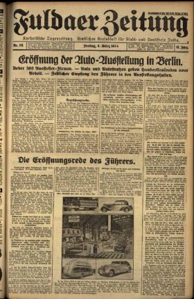 Erste Ausgabe vom Freitag, den 09. März 1934.