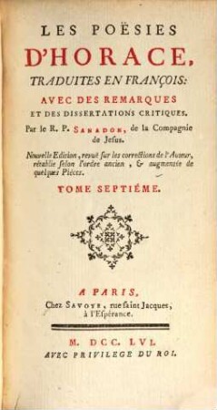 Les Poësies d'Horace, 7