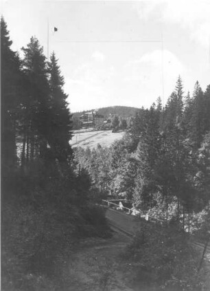 Bärenfels. Blick aus dem Weißeritztal zum Hotel Kaiserhof