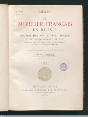 1: [Le mobilier français en Russie] Band 1