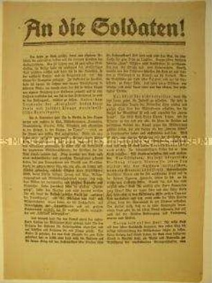 Flugblatt mit Aufruf an die Soldaten, die Republik zu erhalten