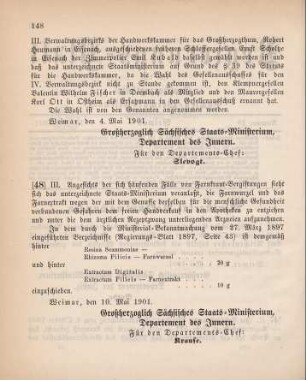 48. Ministerial-Bekanntmachung, betreffend einen Nachtrag zur Ministerial-Bekanntmachung vom 27. März 1897 über die Abgabe stark wirkender Arzneimittel