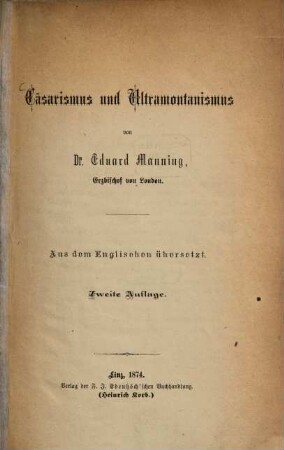 Cäsarismus und Ultramontanismus