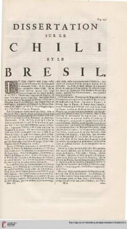 Dissertation sur le Chili et le Bresil