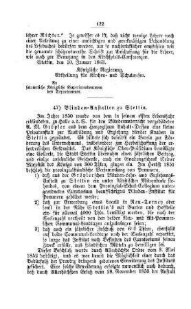 Blinden-Anstalten zu Stettin : [IV. Elementarschulwesen]