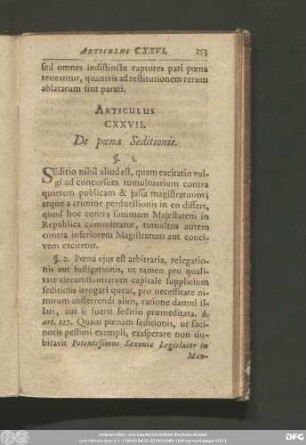 Articulus CXXVII. De poena Seditionis.