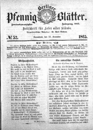 No. 52, Sonnabend, den 23. December