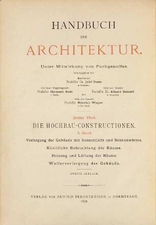Anlagen zur Versorgung der Gebäude mit Licht und Luft, Wärme und Wasser