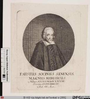 Bildnis Fausto Sozzini (lat. Faustus Socinus)
