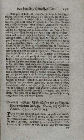 Grundriß nützlicher Wissenschaften für die Jugend.
