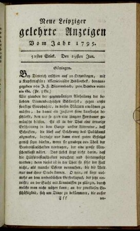 52stes Stück. Den 29sten Jun.