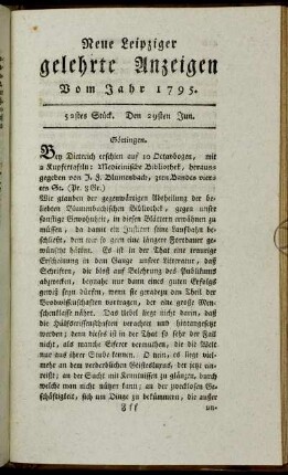 52stes Stück. Den 29sten Jun.