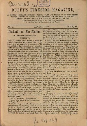 Duffy's fireside magazine, Nr. 10. 1850/51 = Aug.